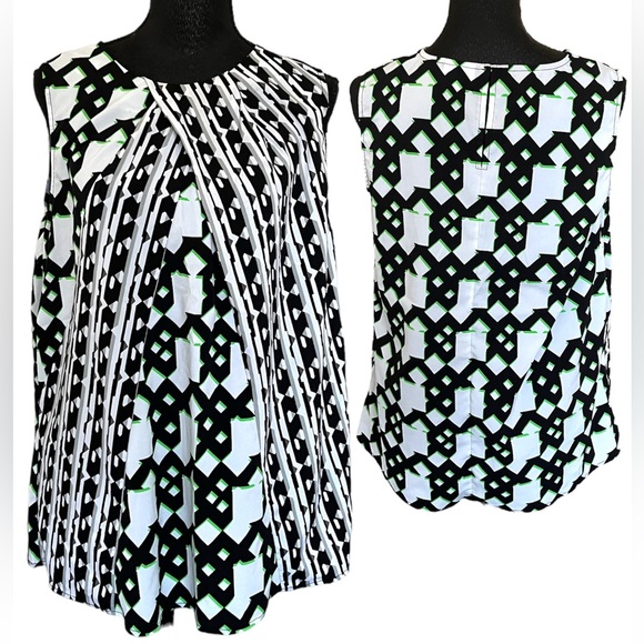-Peter Pilotto for Target sleeveless top black white and green geometric tanktop - Picture 1 of 9